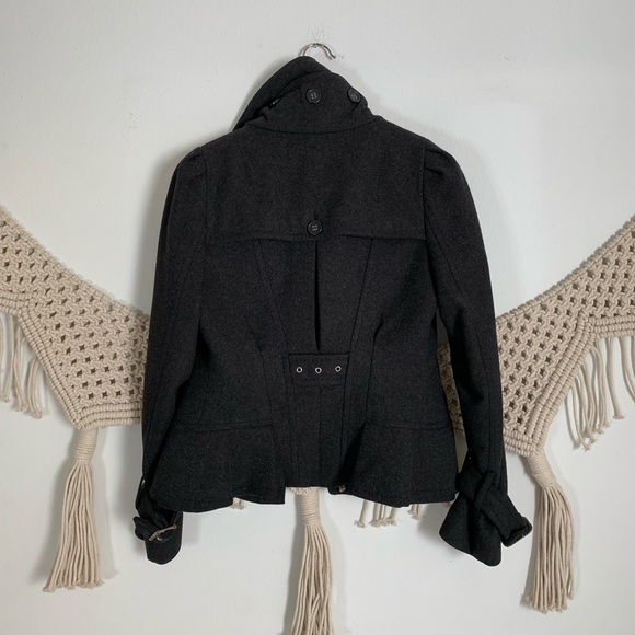 BCBG Charcoal Wool Ruffle Coat - Picture 4 of 8